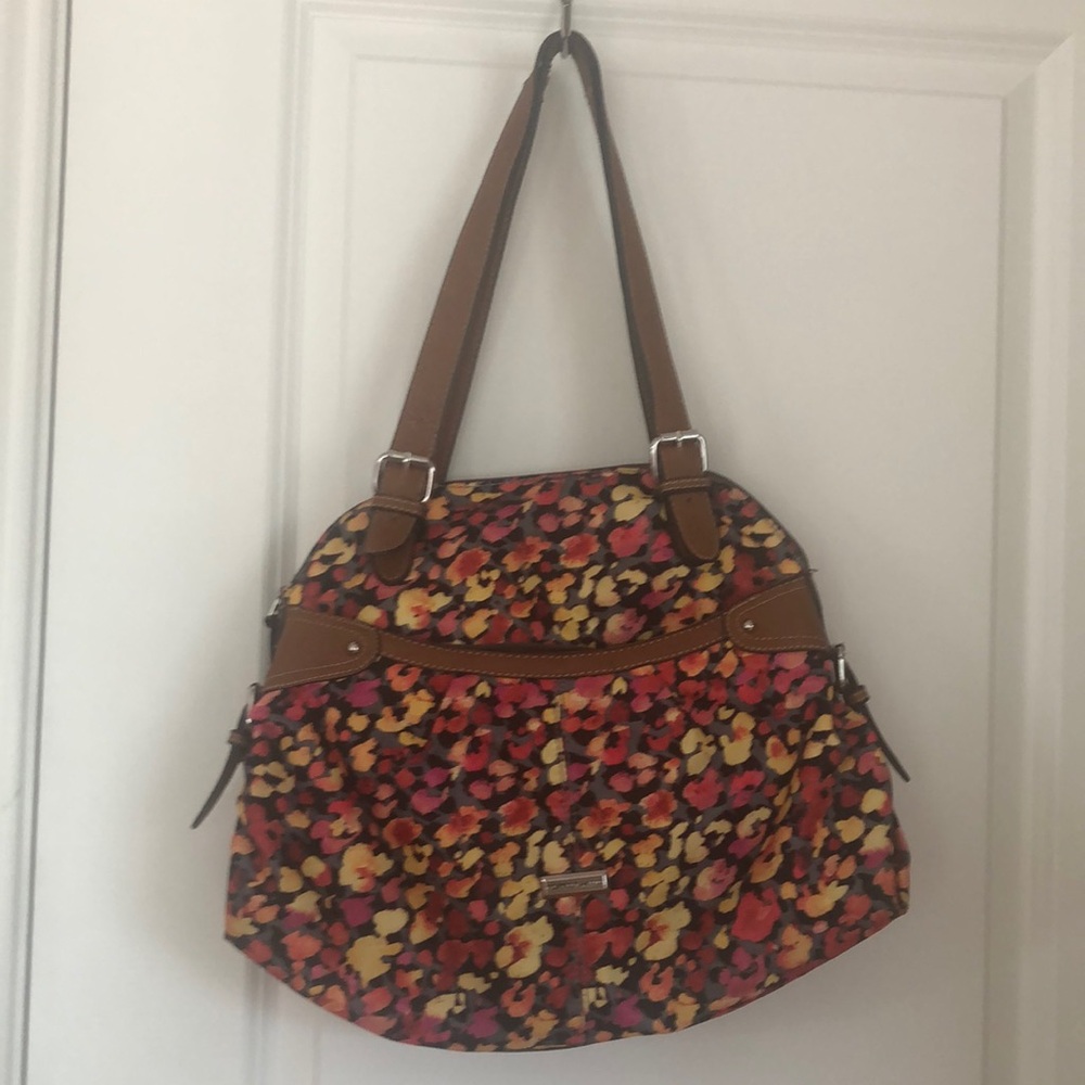 Franco Sarto Red and Pink Floral Shoulder Bag